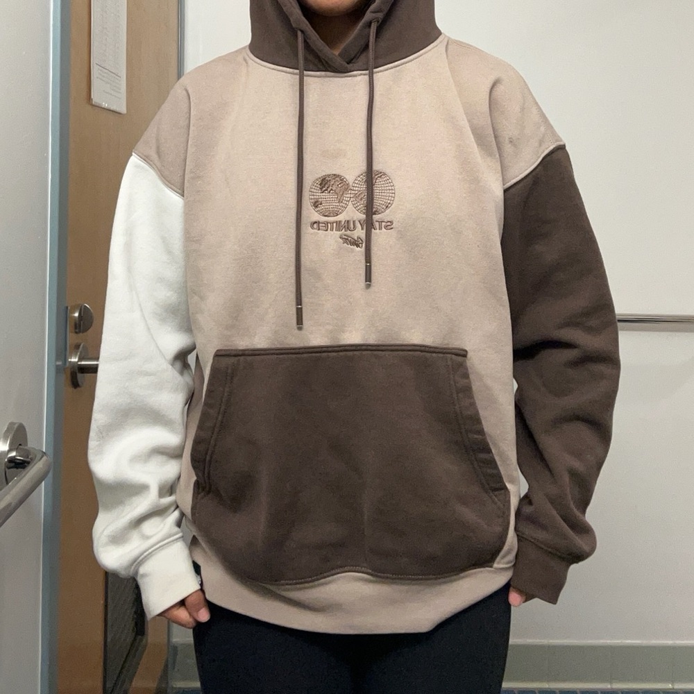 Two-Tone Brown and White Hoodie